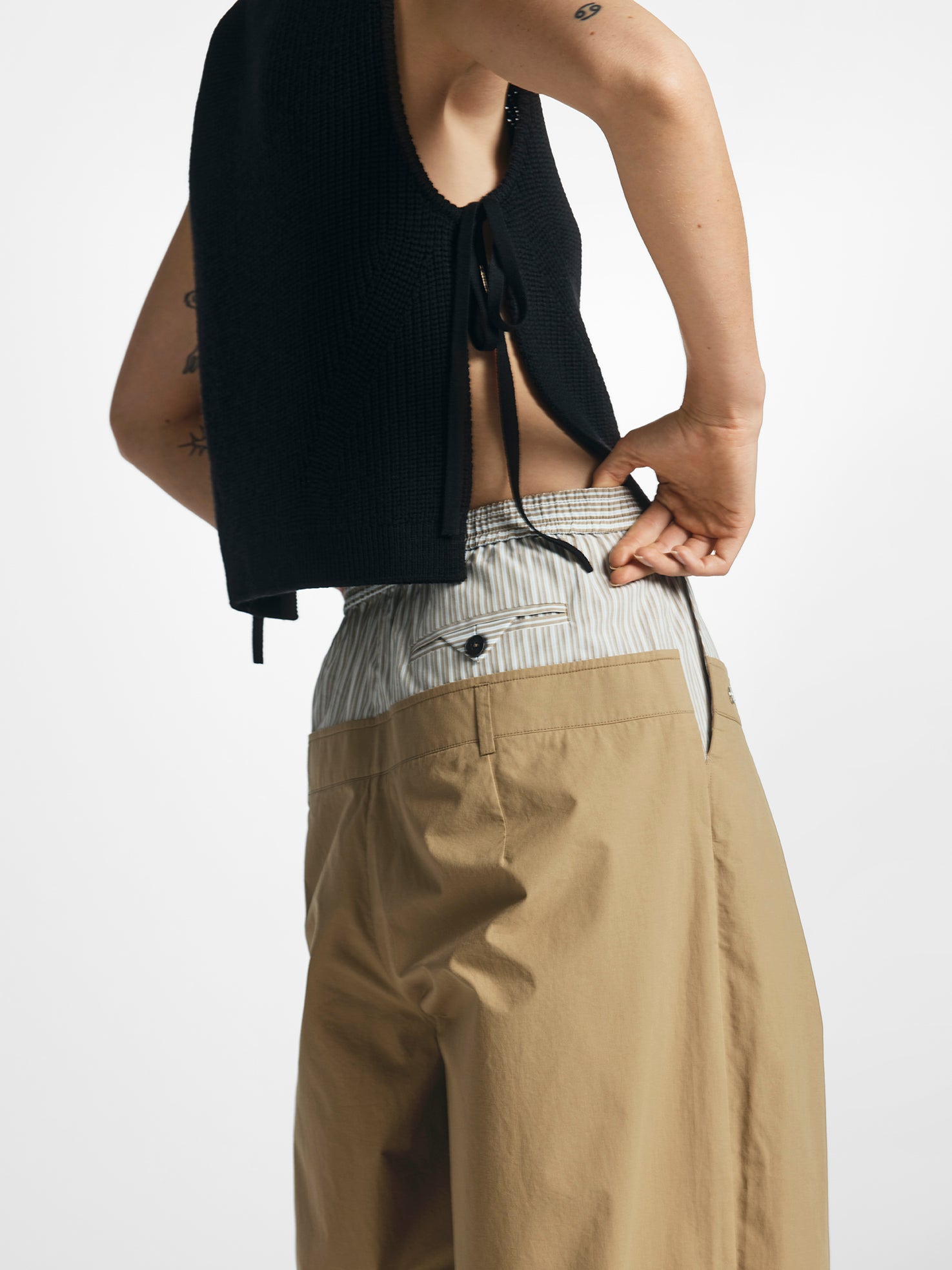 Layered Wide Barrow Leg Trousers