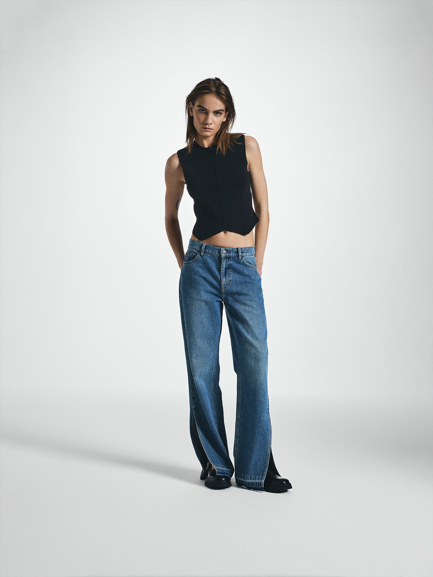 Split Hem Relaxed Denim Jeans