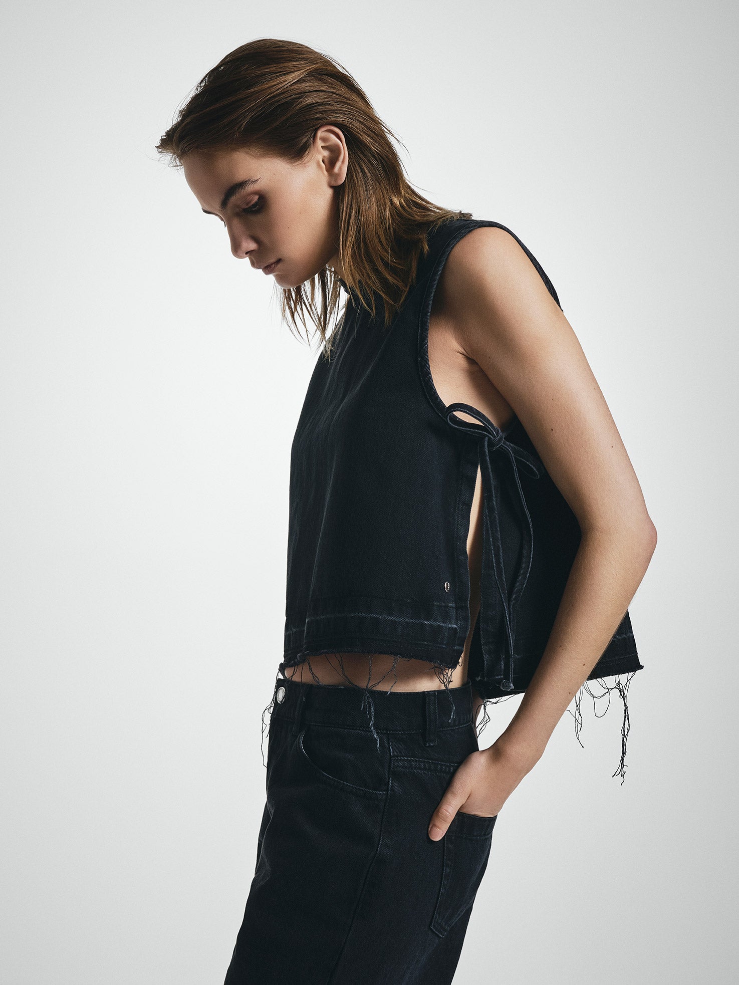 Tie Side Denim Tank Top – STEL