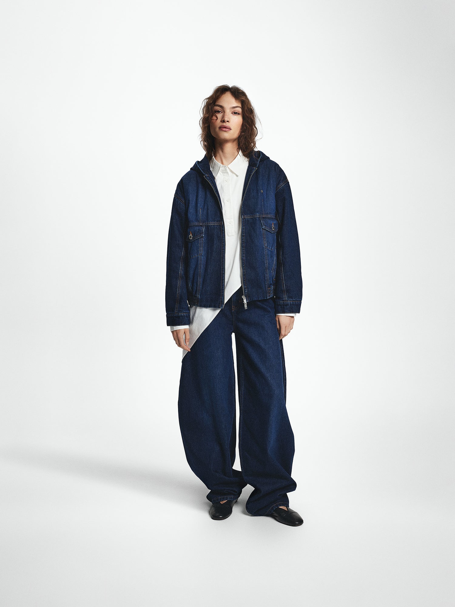 Zip Up Padded Denim Jacket