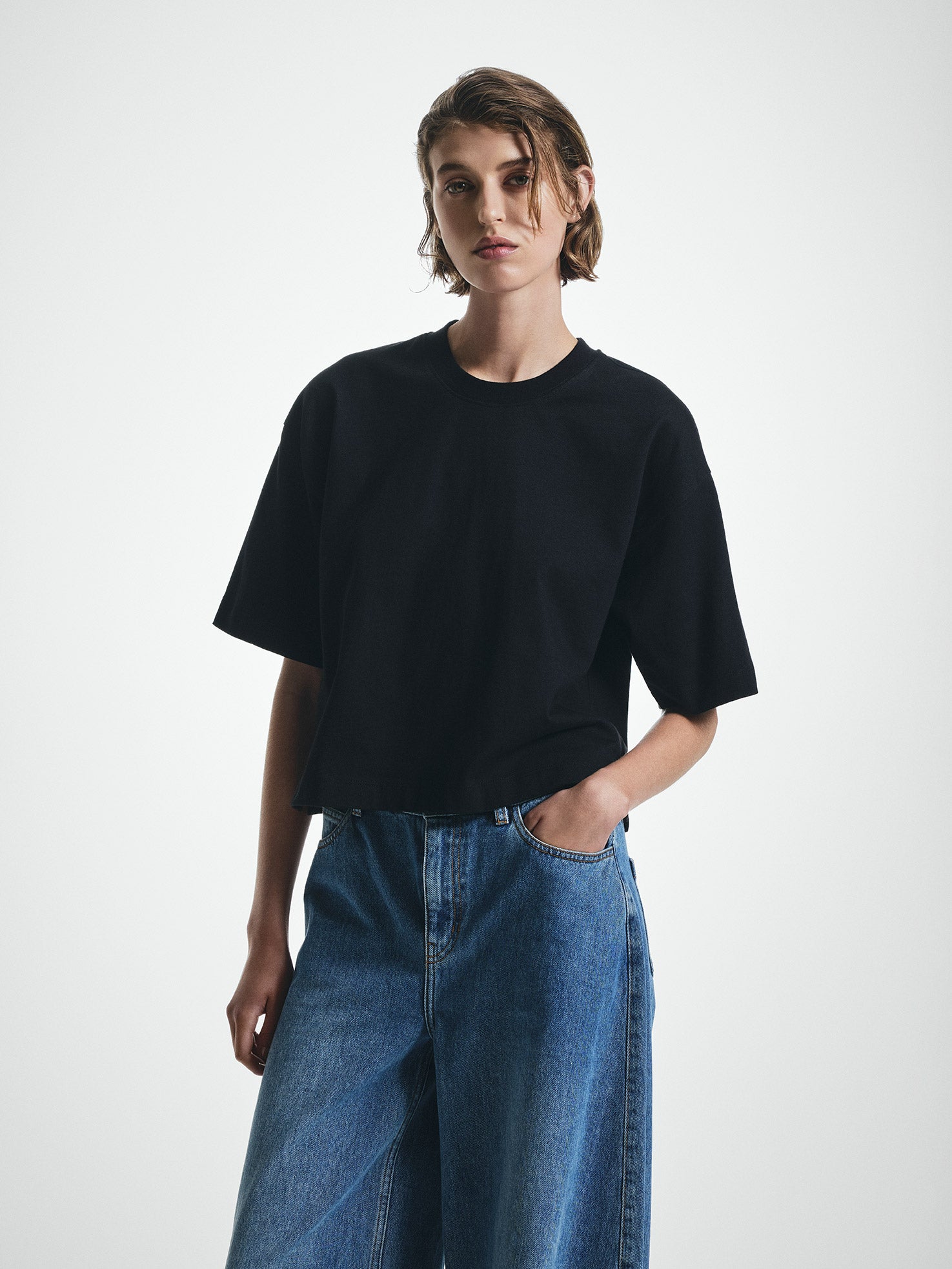Cropped Cotton Boxy T-shirt
