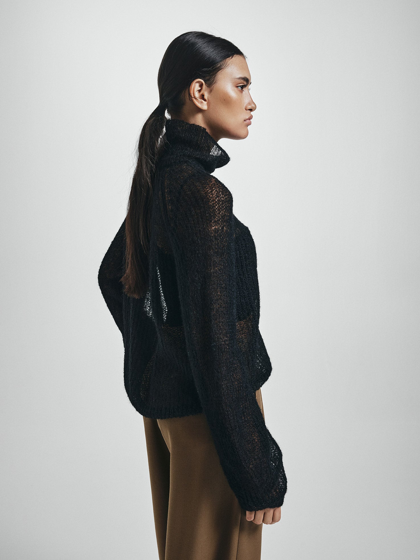 High Neck Open Knit Jumper