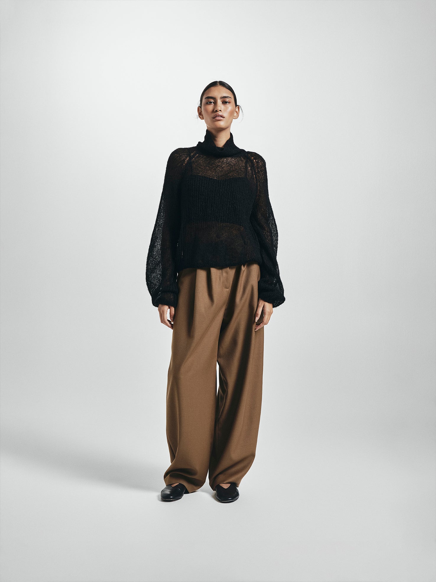 High Neck Open Knit Jumper