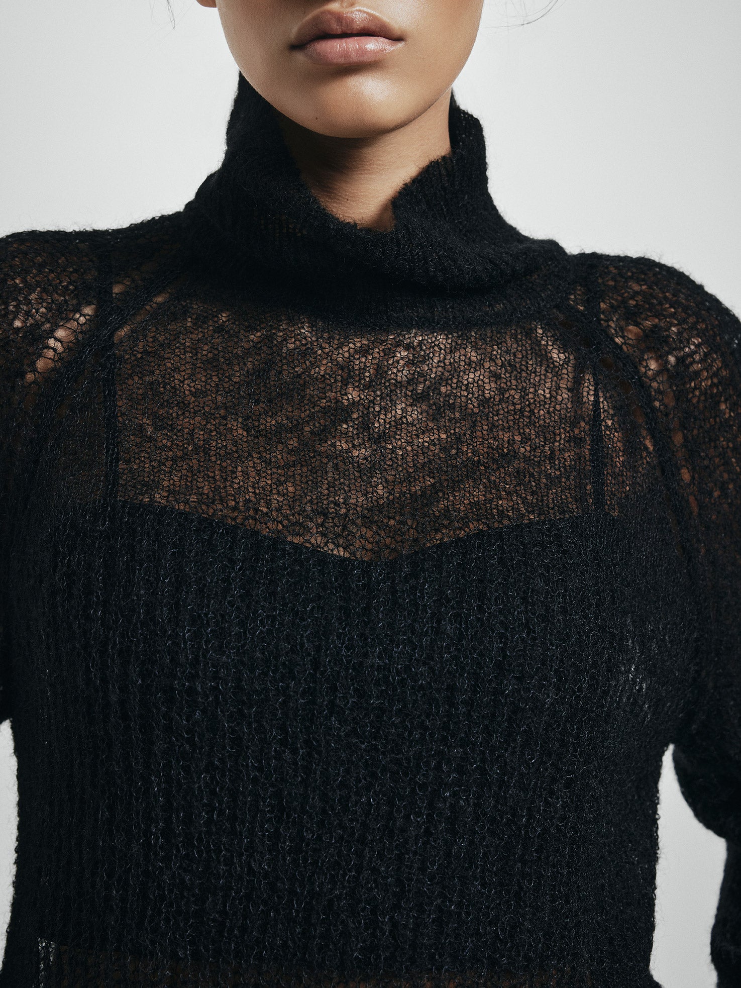 High Neck Open Knit Jumper