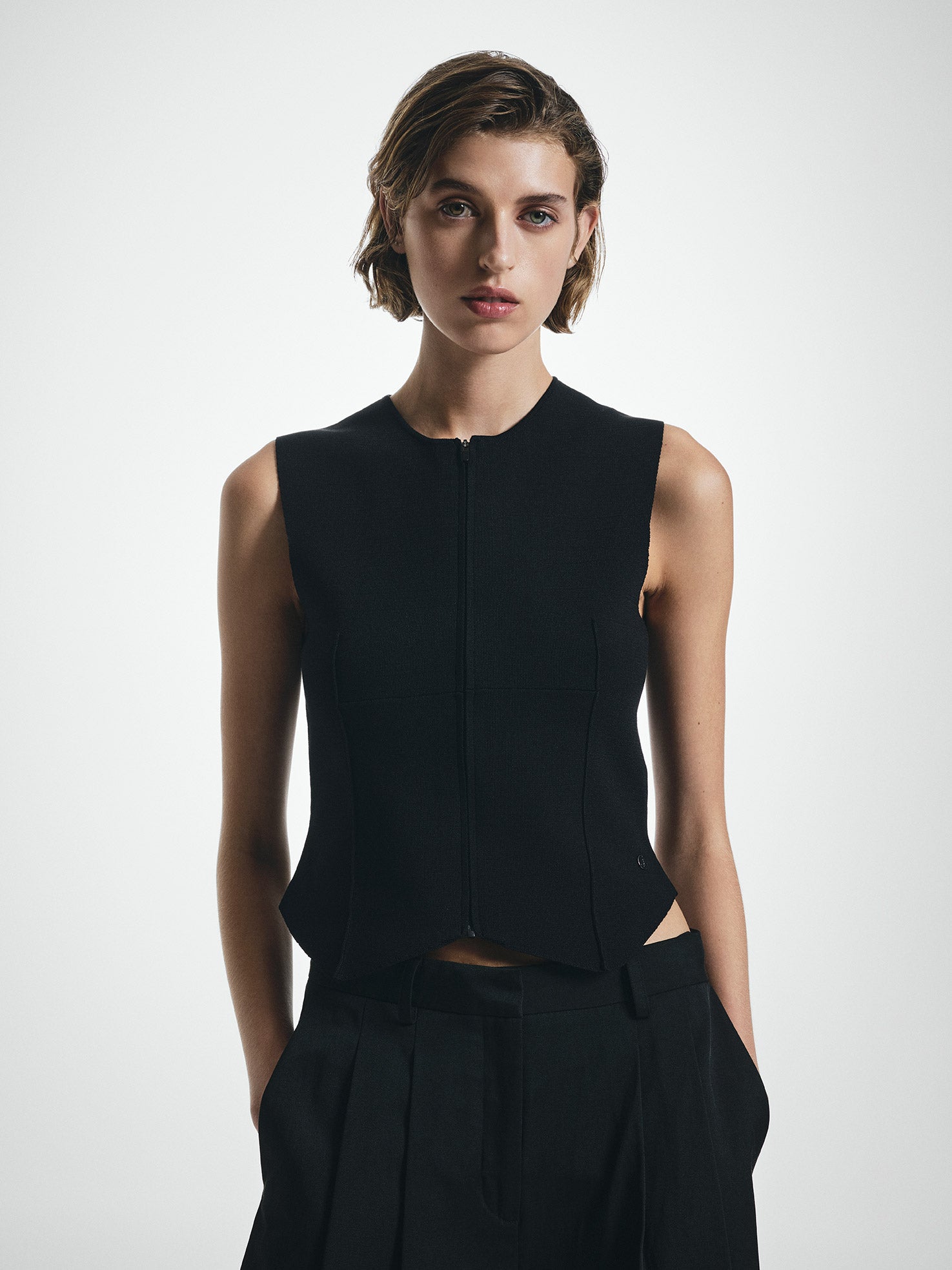 Zip Up Power Knit Vest