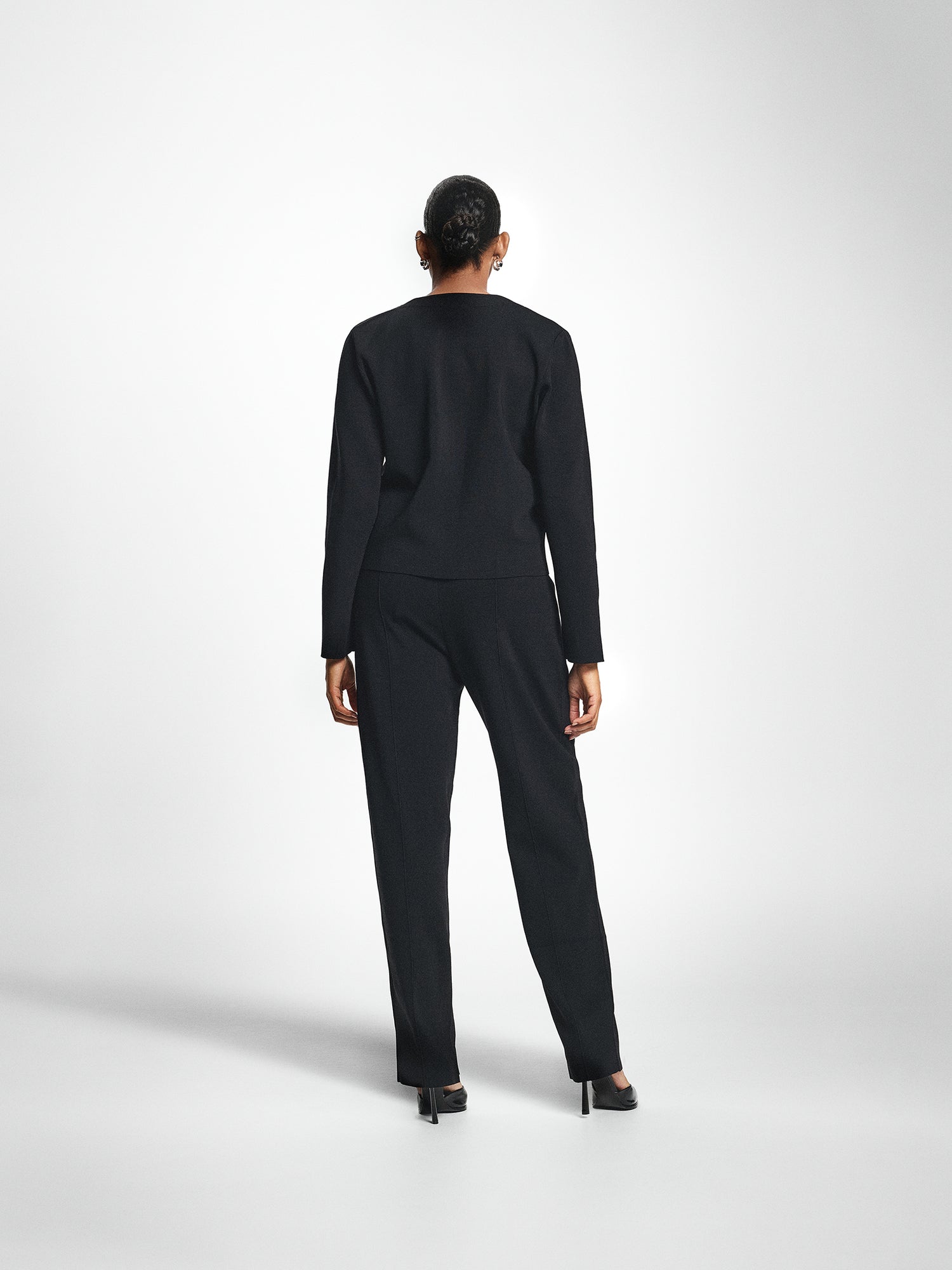 Split Hem Power Knit Slim Trousers