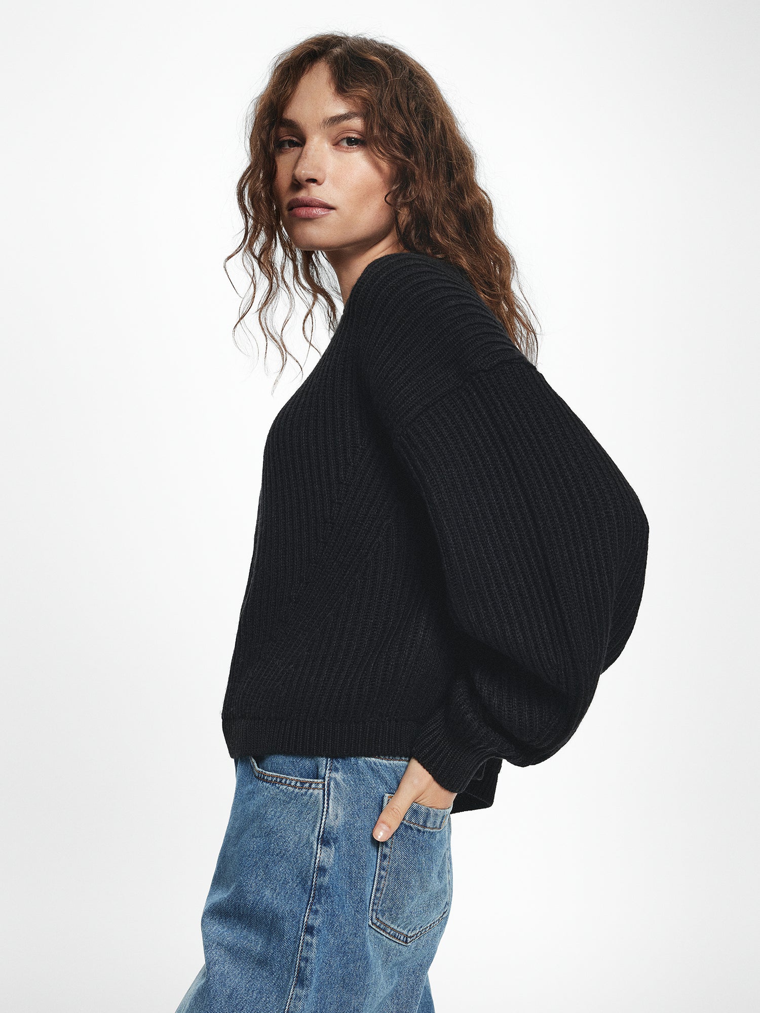 Ribbed Knitted Relaxed Jumper