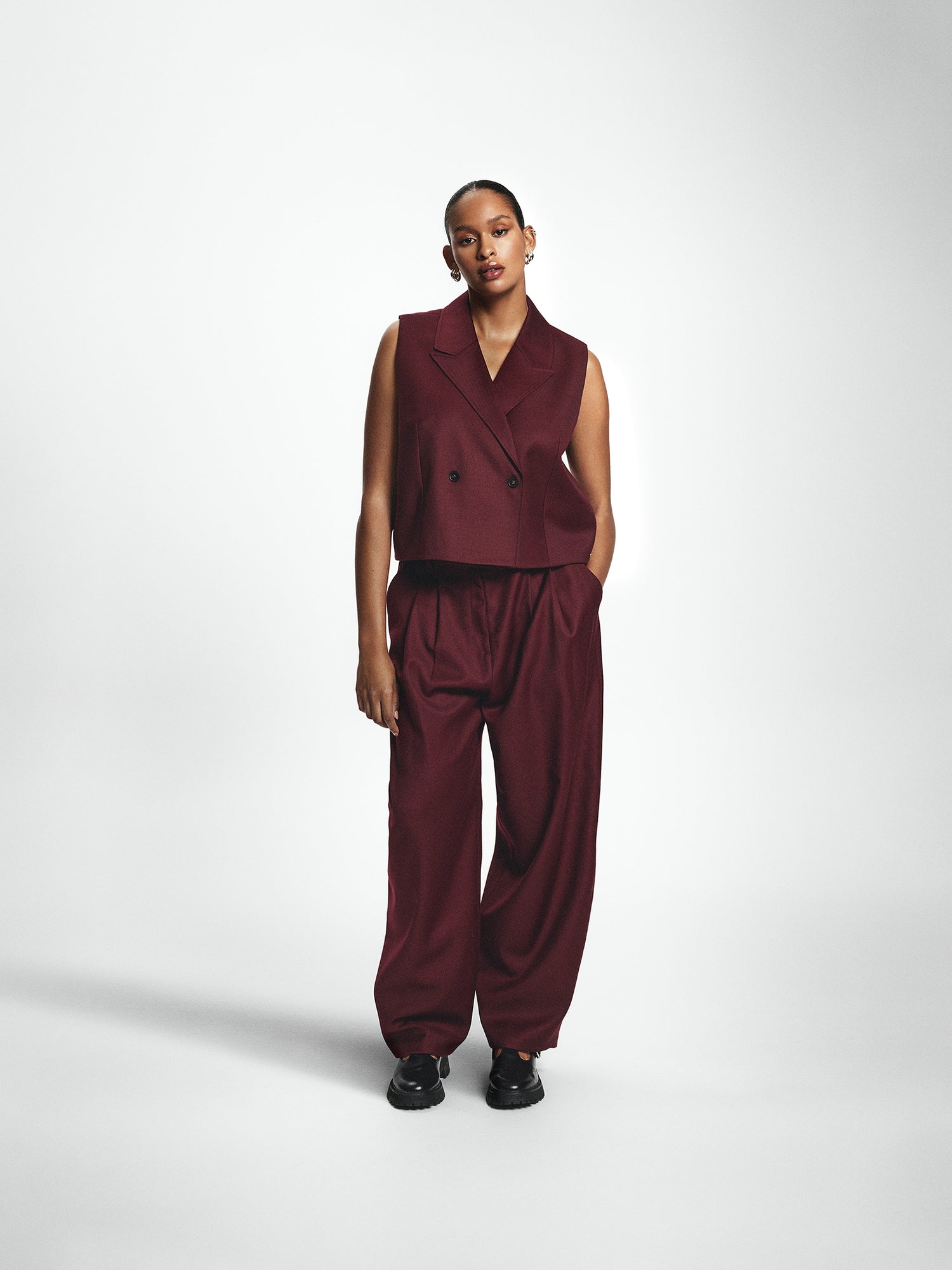 Pleated Wide Barrow Leg Trousers