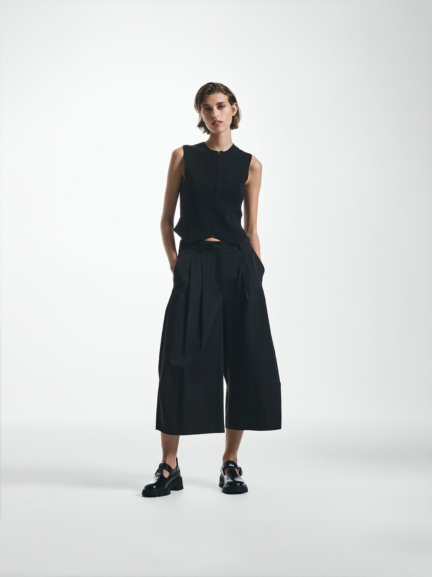 Pleated wide leg culottes hotsell