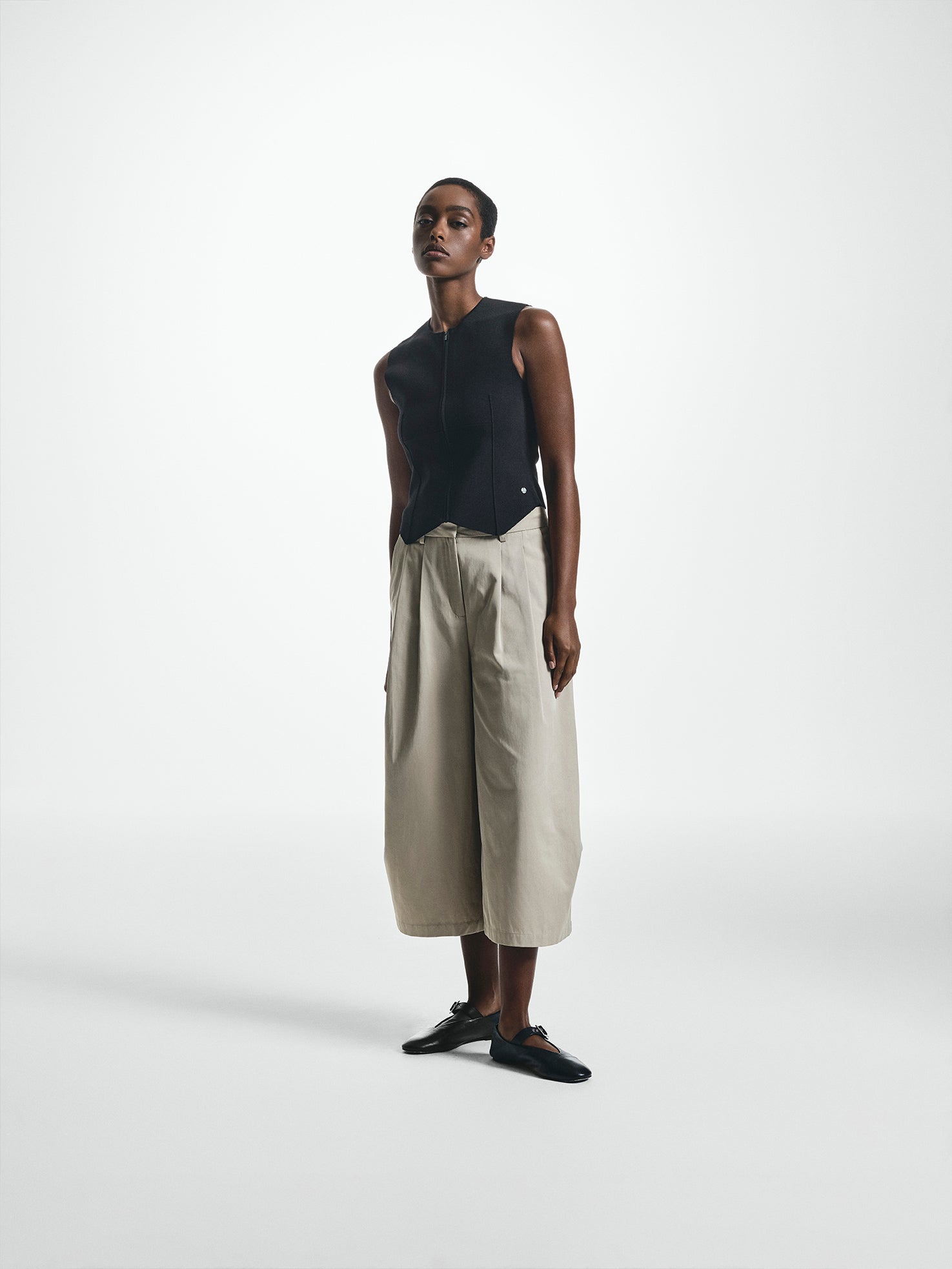 Pleated Wide Leg Culottes