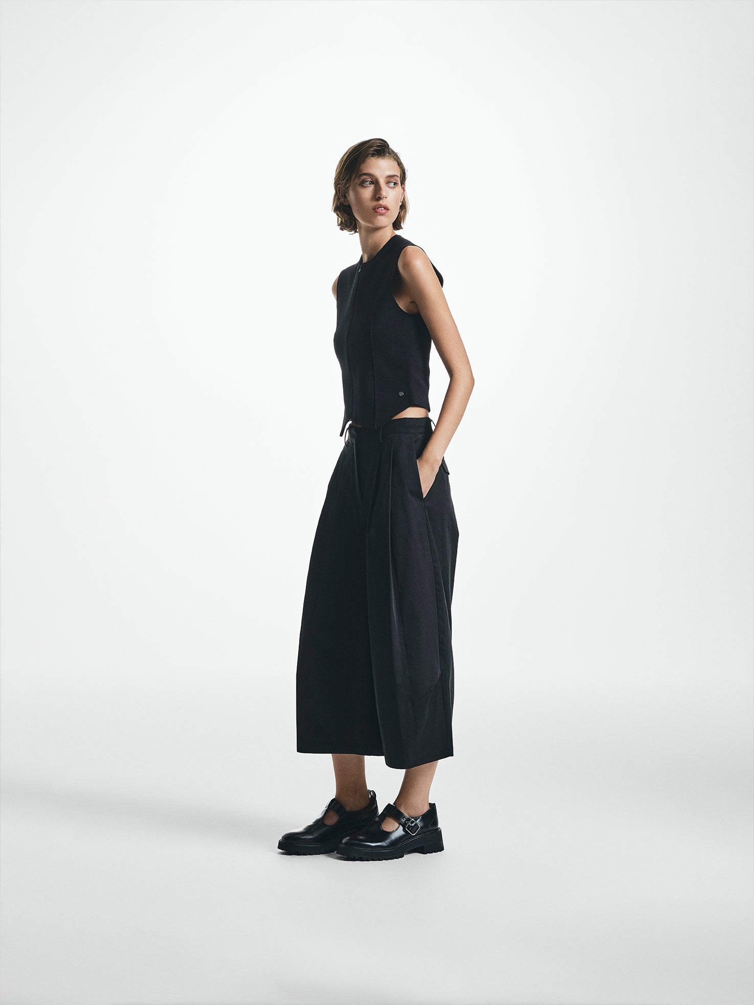 Pleated Wide Leg Culottes