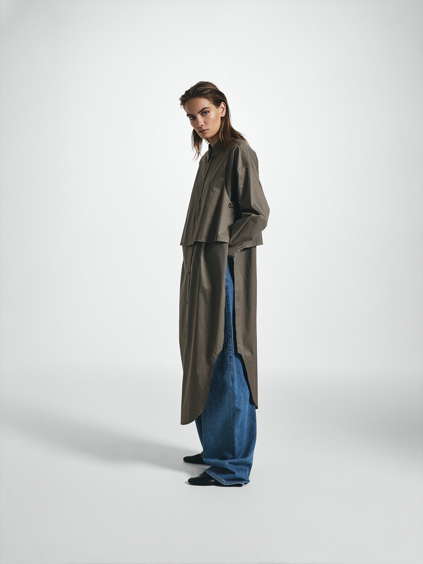Double Layer Relaxed Shirt Dress
