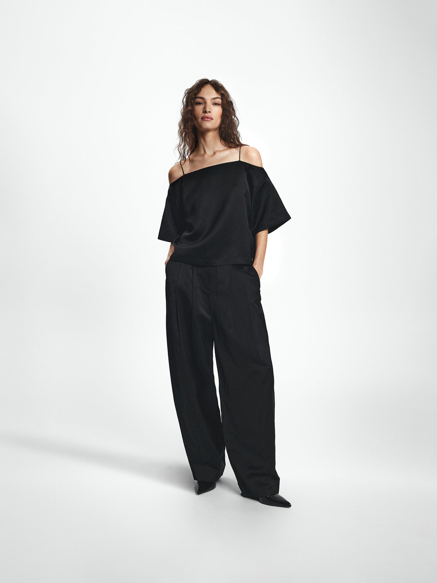 Pleated Wide Leg Trousers