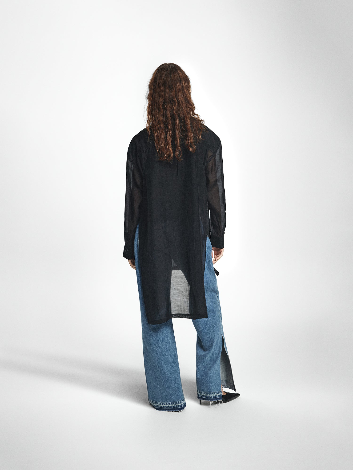 Double Layer Sheer Longline Shirt