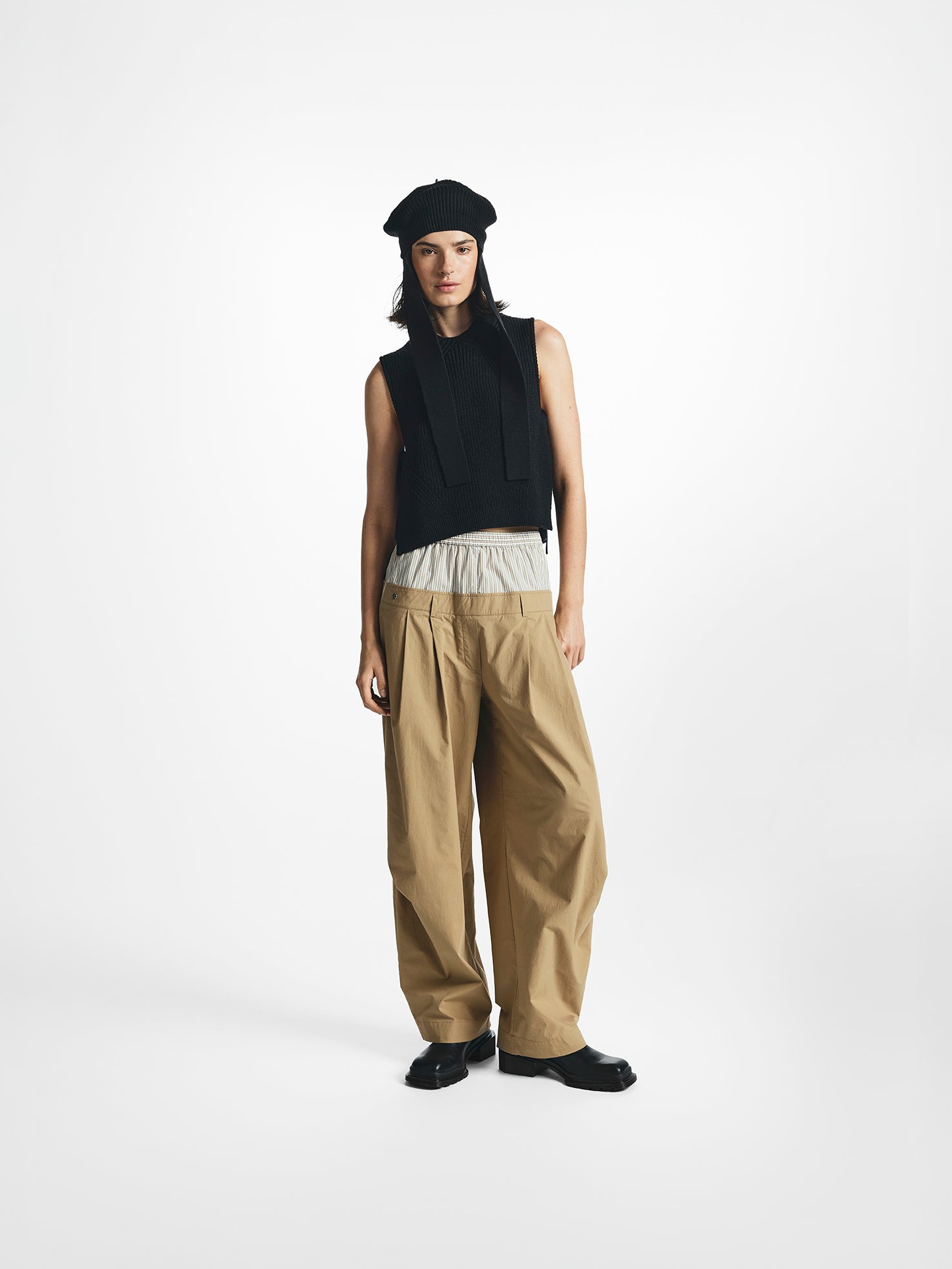 Layered Wide Barrow Leg Trousers