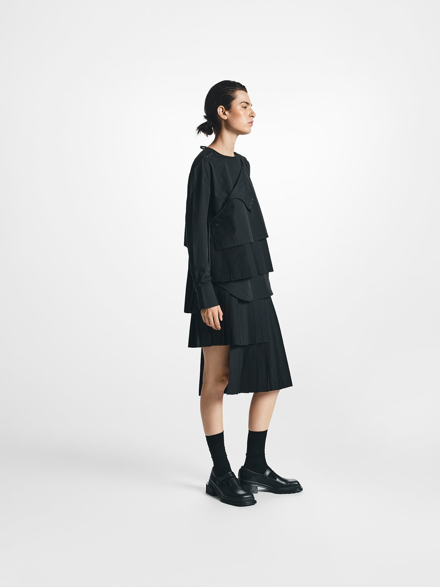 Asymmetric Pleated Wrap Skirt