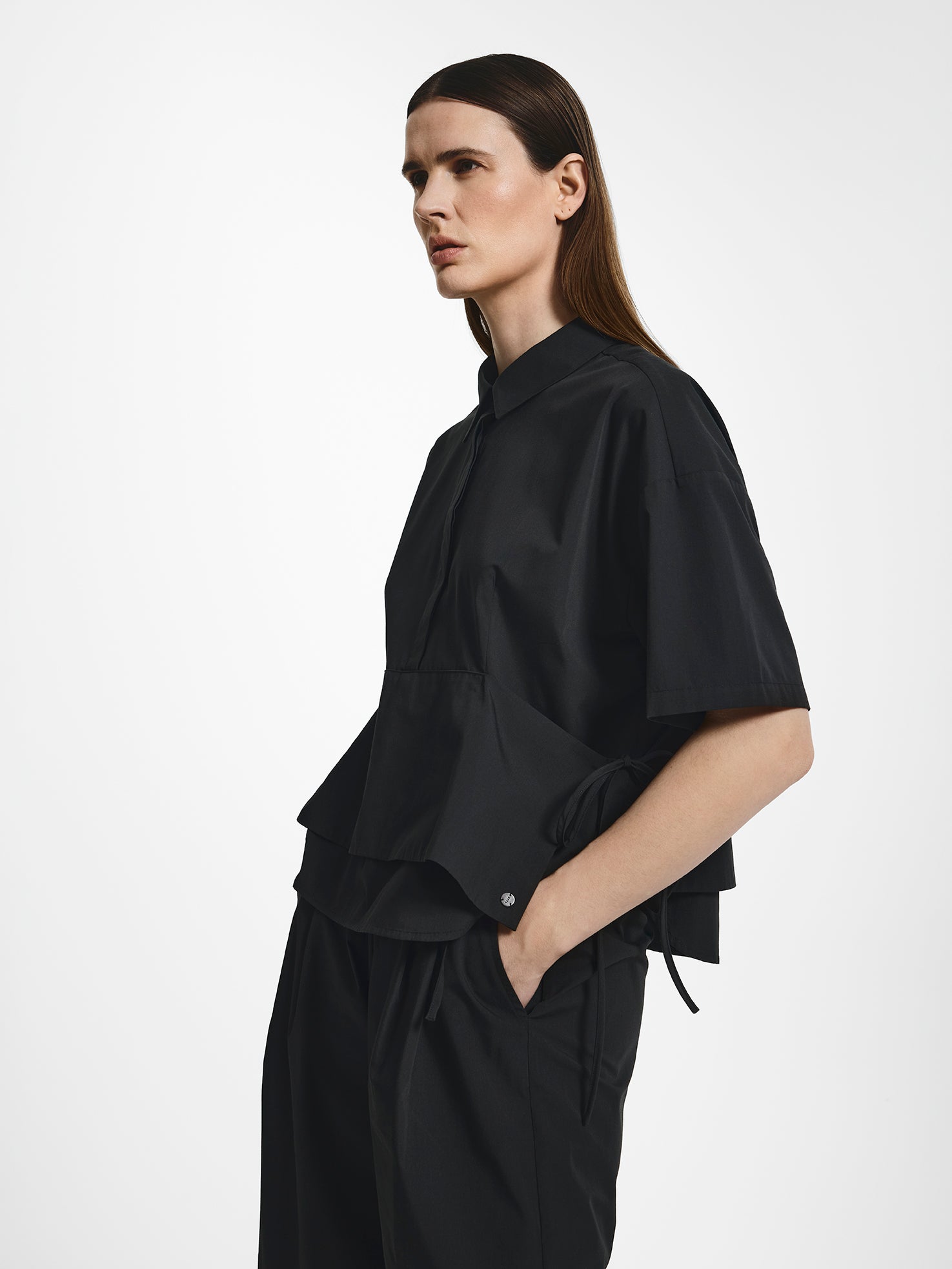 Short Cotton Panel Shirt