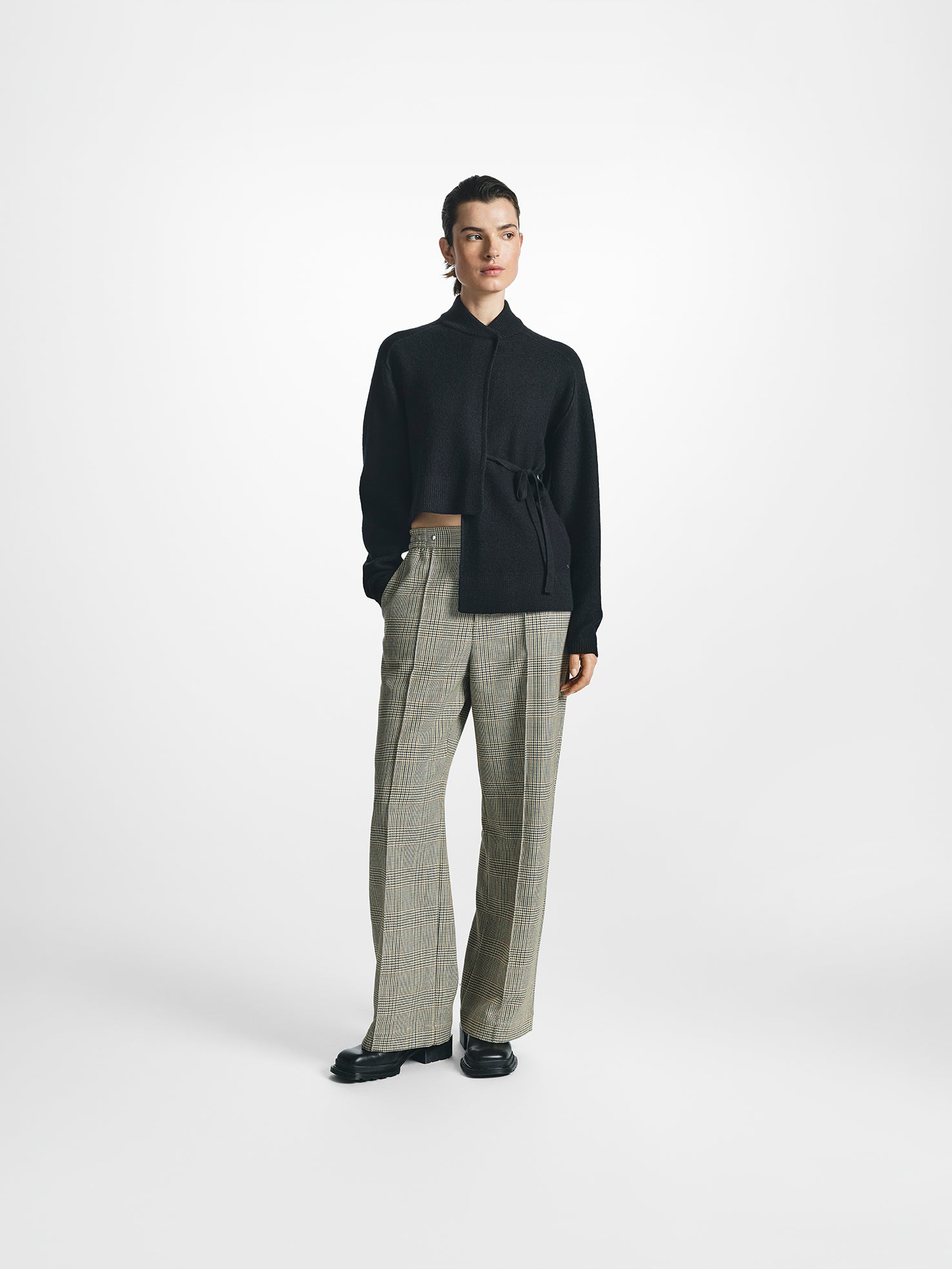 Asymmetric Merino Wool Cardigan