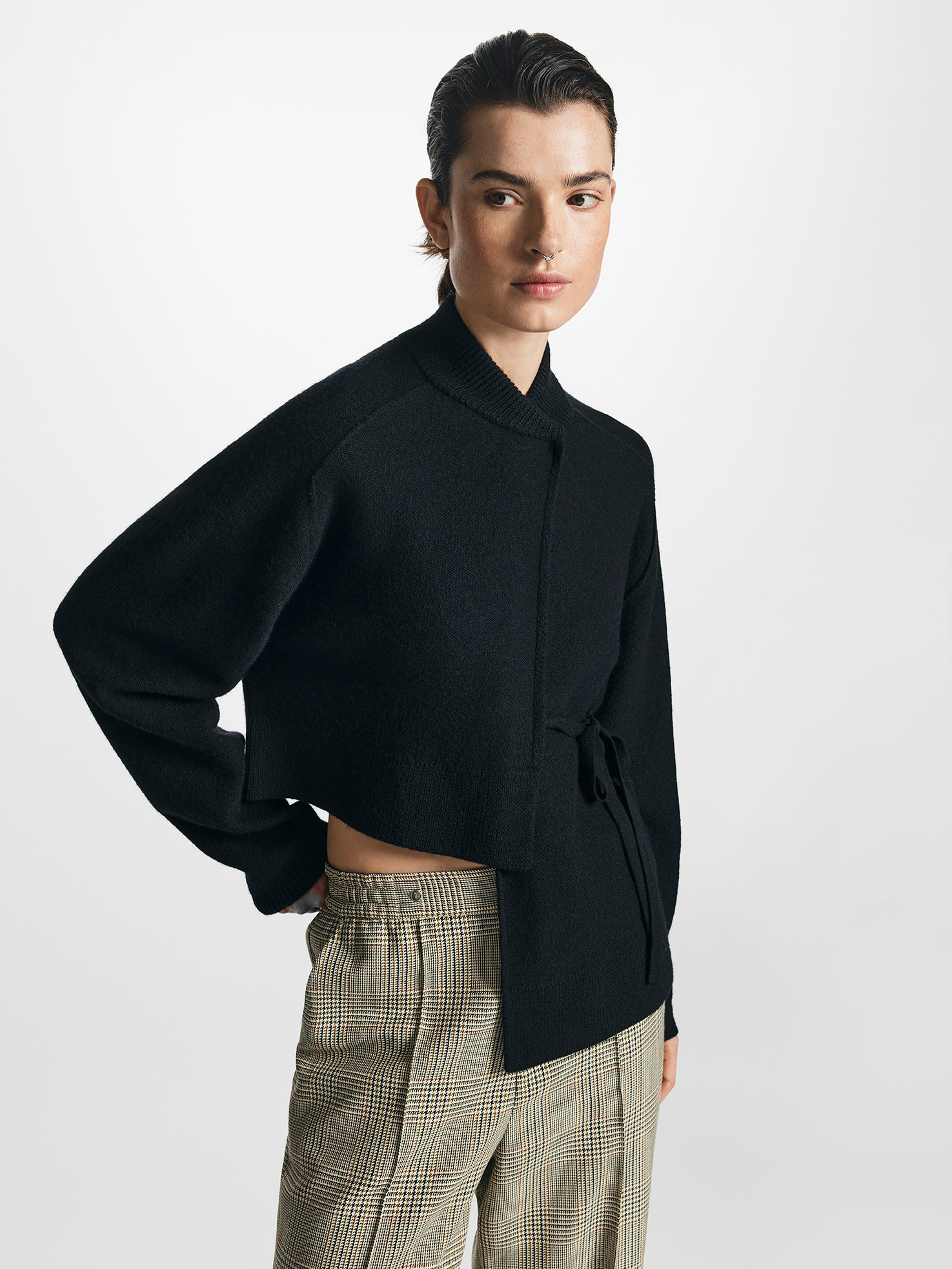 Asymmetric Merino Wool Cardigan