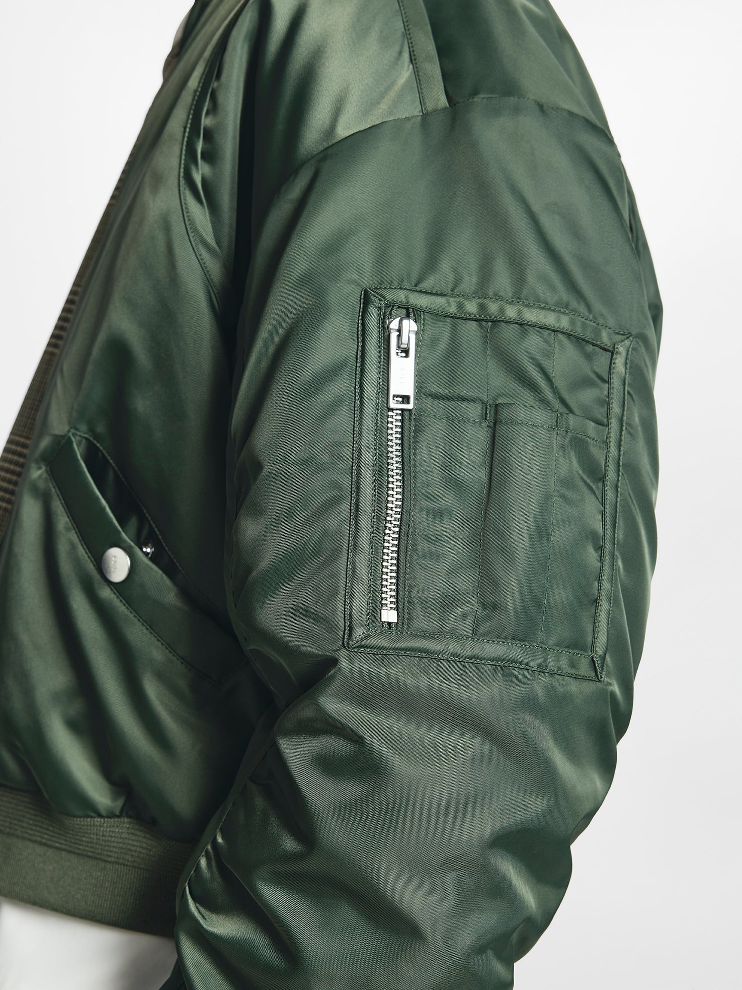 Cropped Nylon Bomber Jacket