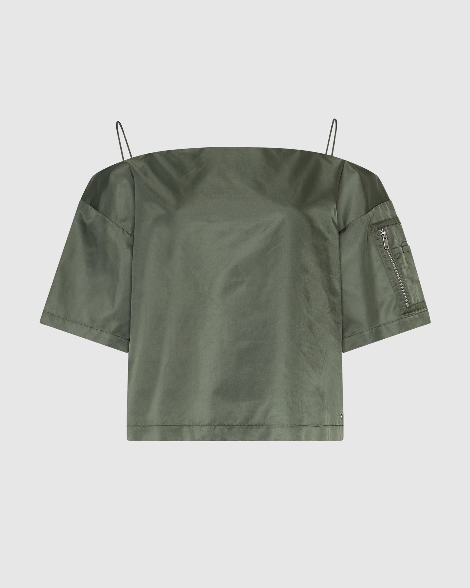 Off-The-Shoulder Nylon Cargo Top