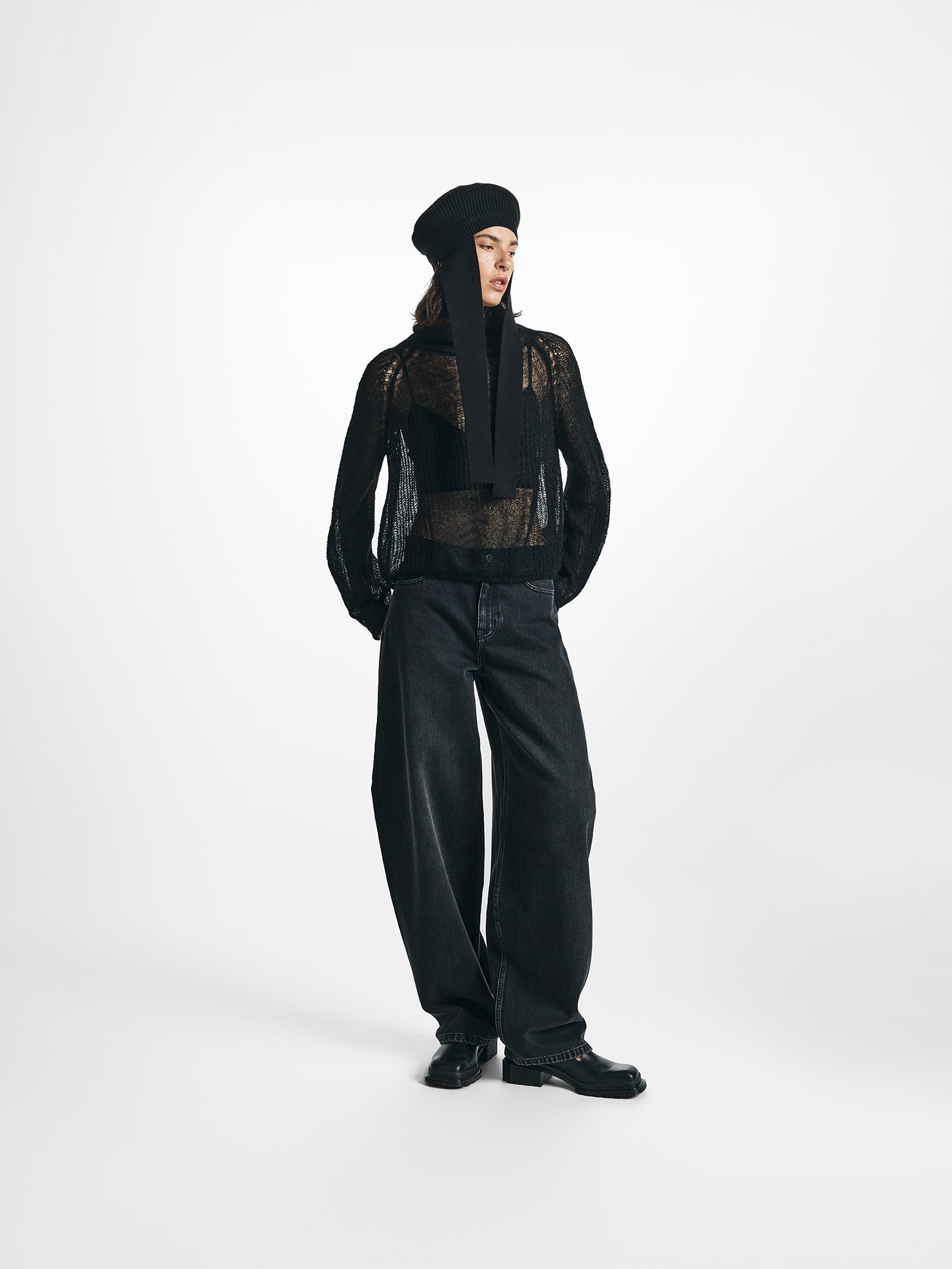 High Neck Open Knit Jumper