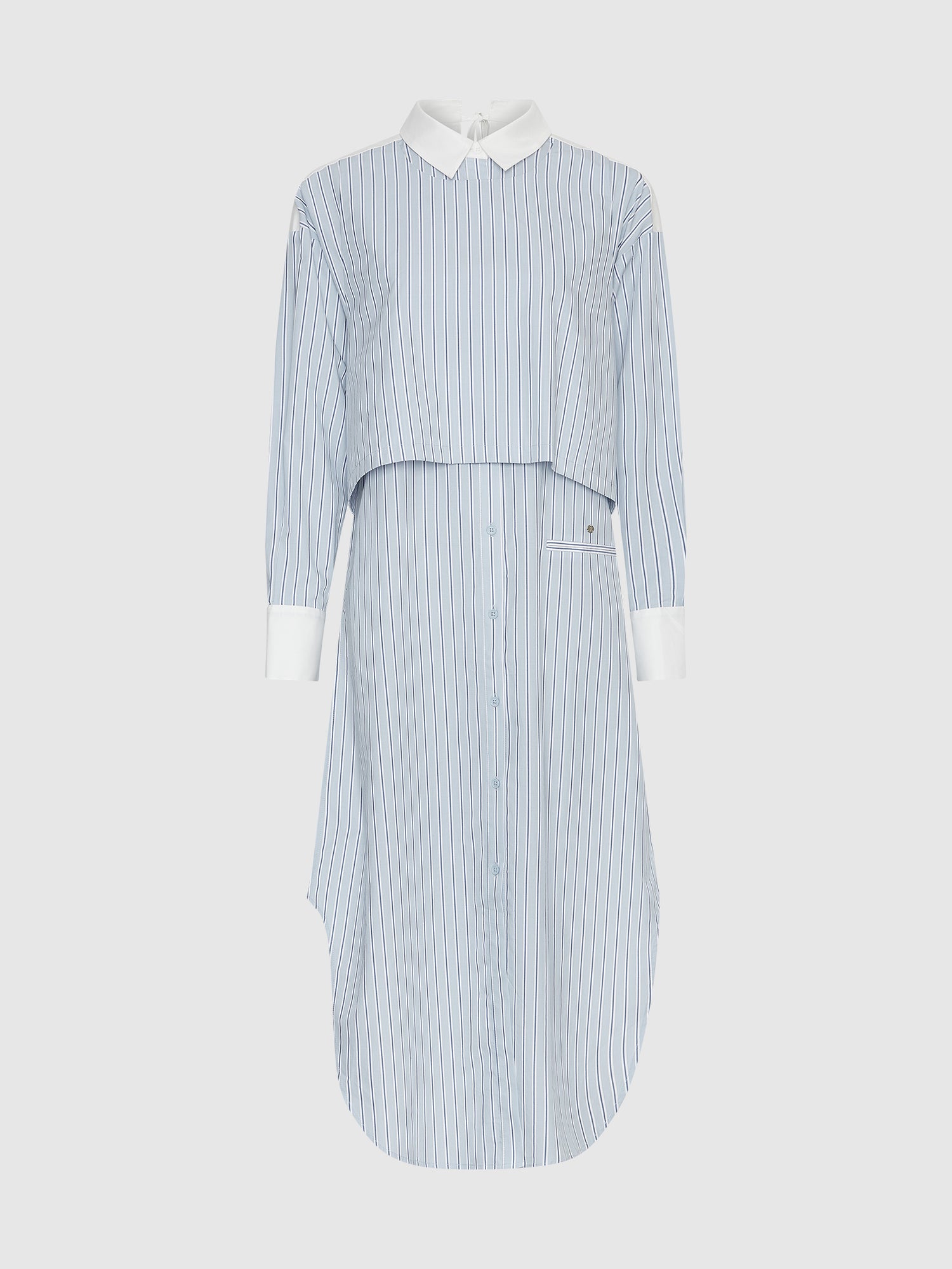 Pinstripe Layered Poplin Shirt Dress