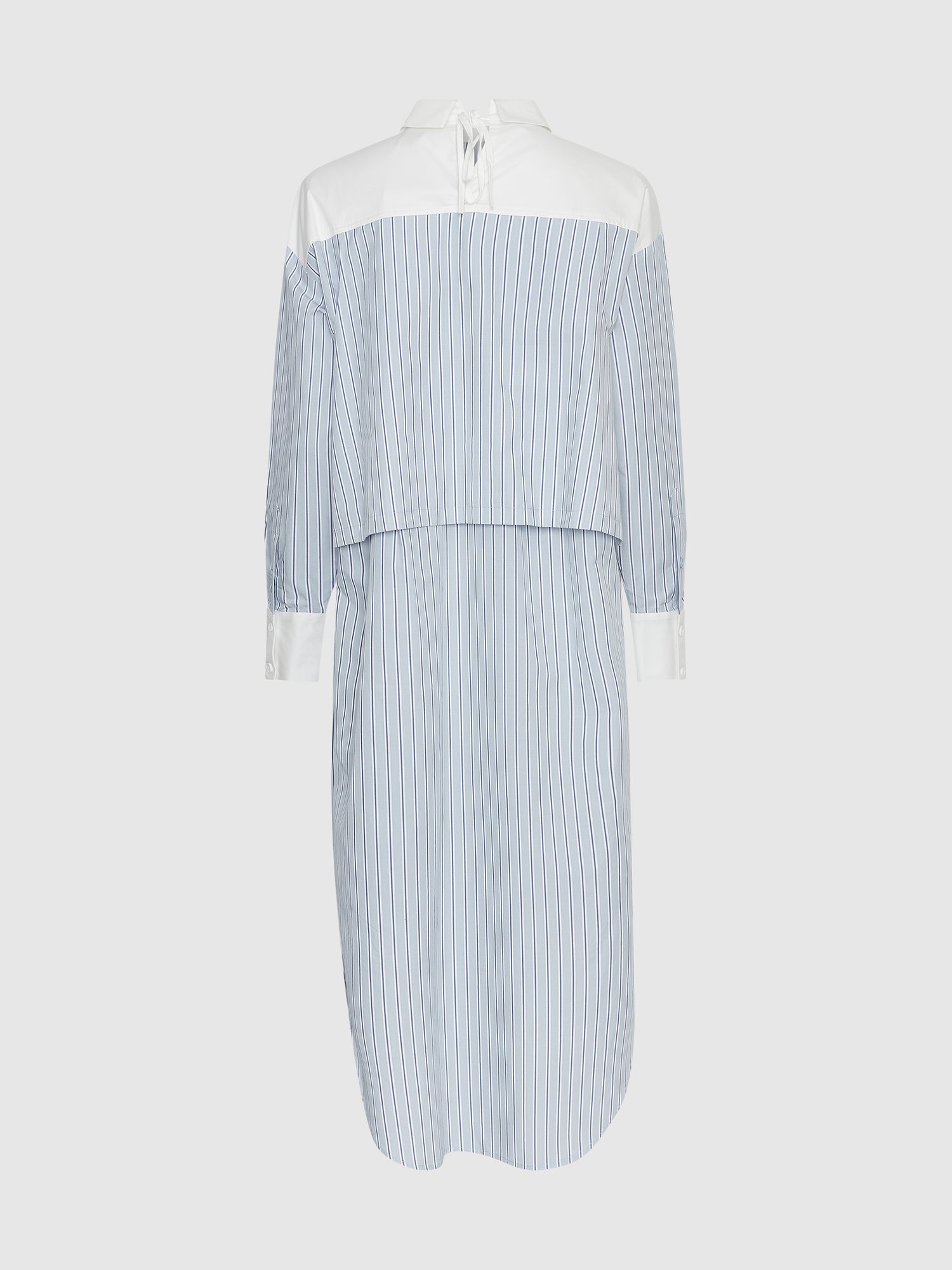 Pinstripe Layered Poplin Shirt Dress