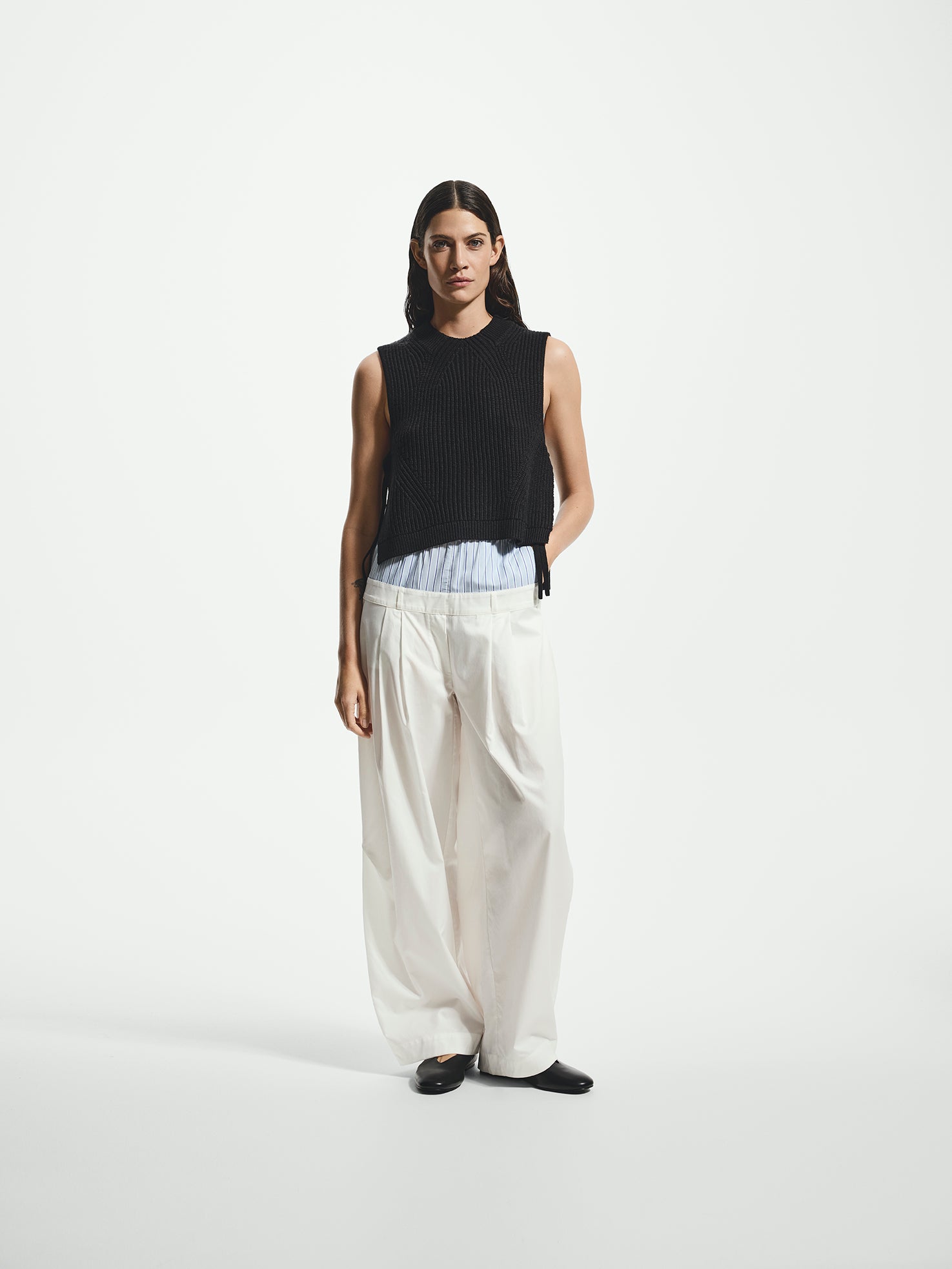 Layered Wide Barrow Leg Trousers