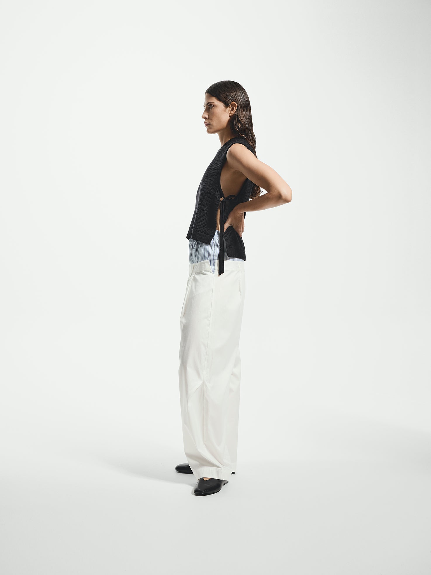 Layered Wide Barrow Leg Trousers