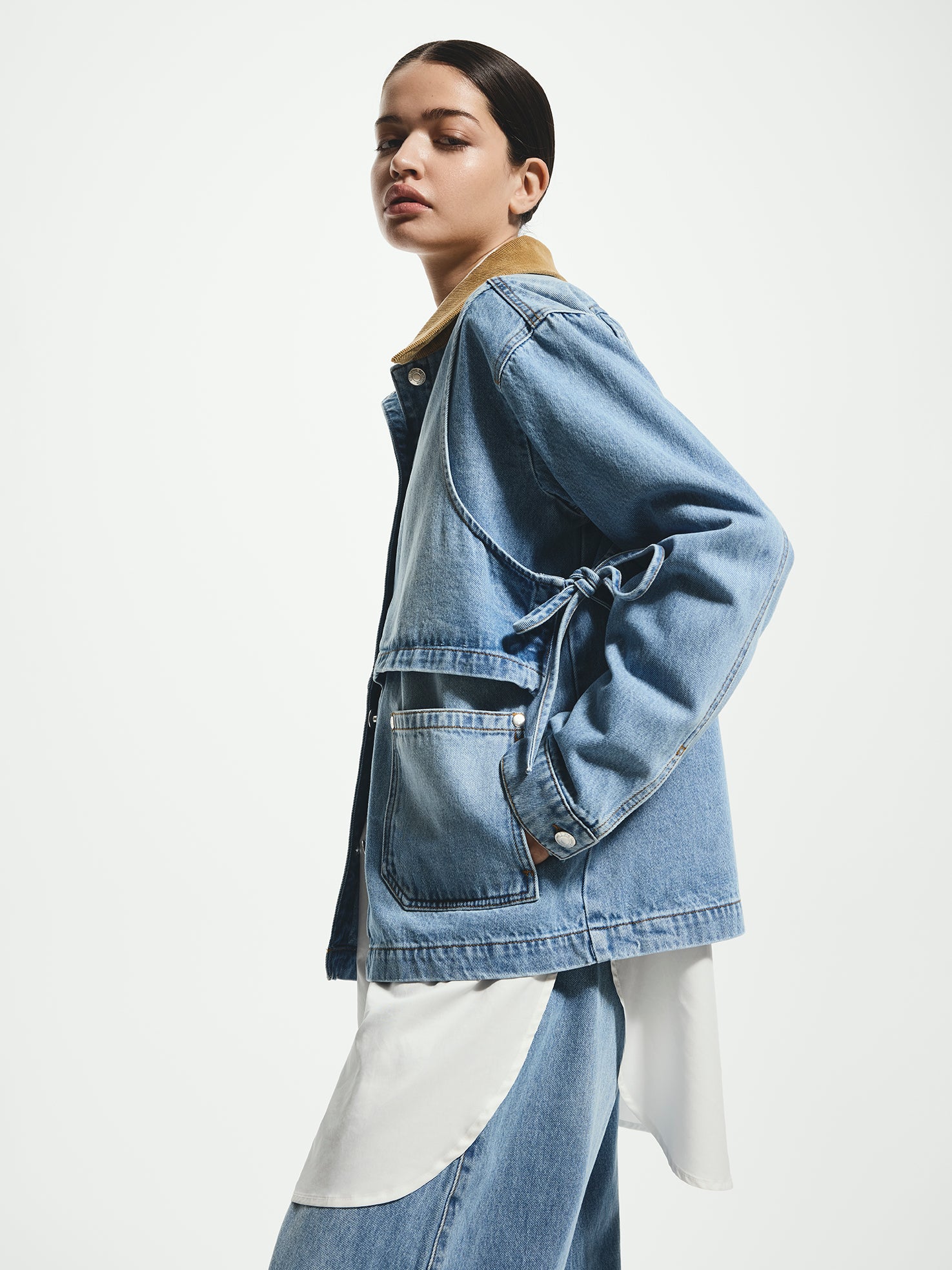 Layered Cotton Denim Jacket