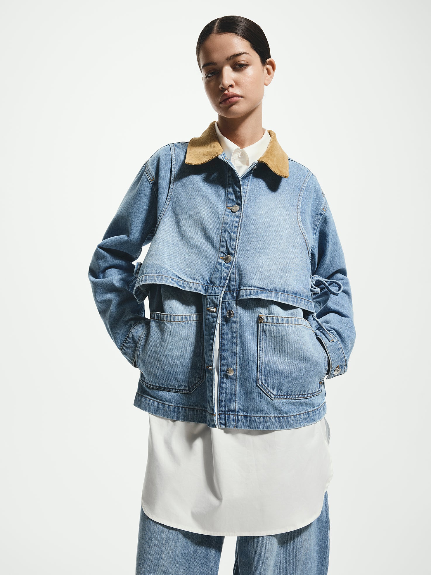 Layered Cotton Denim Jacket