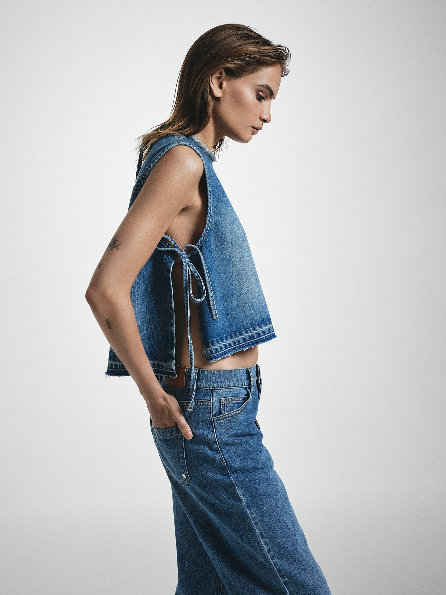 Tie Side Denim Tank Top