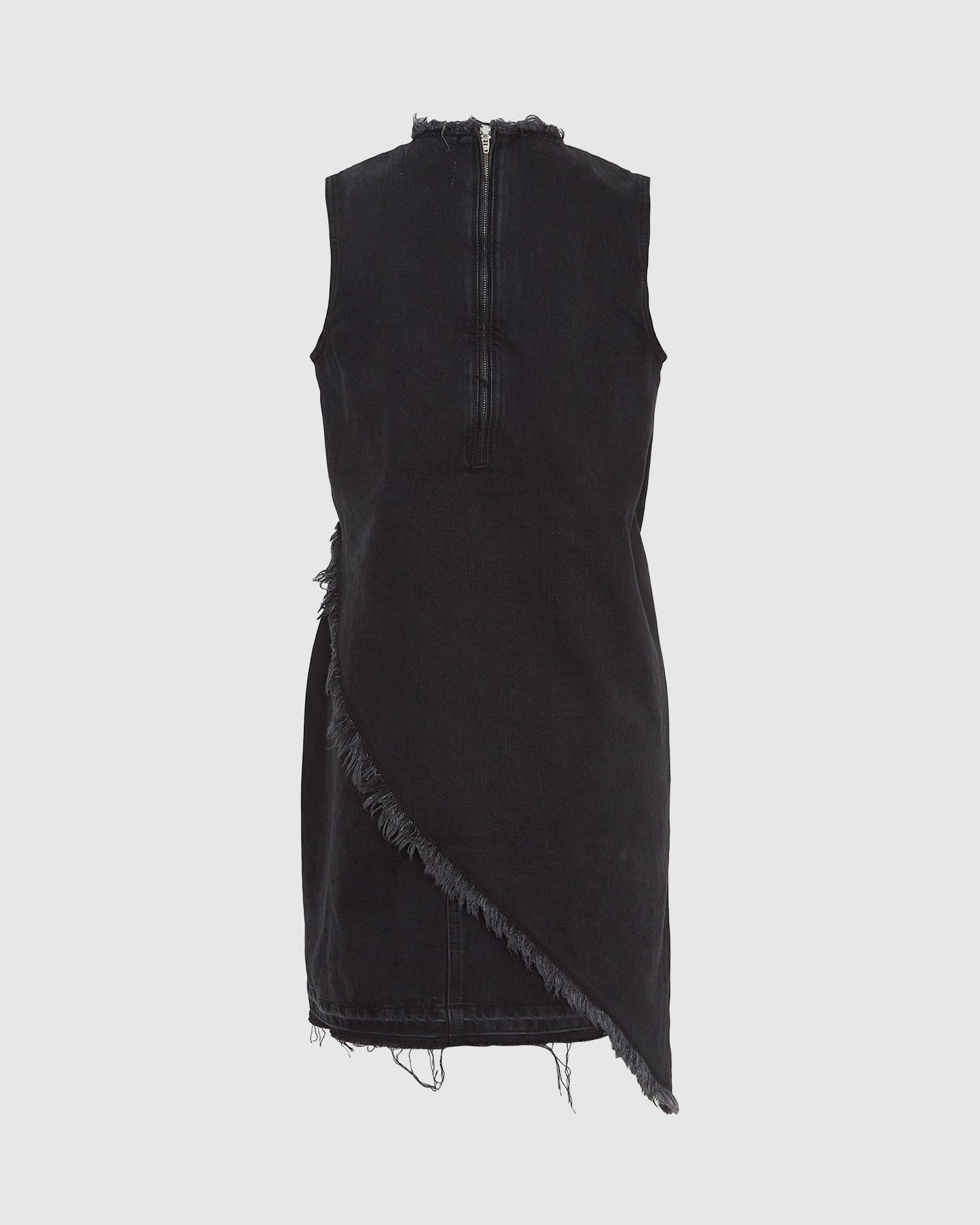 Asymmetric Sleeveless Double Layer Denim Dress