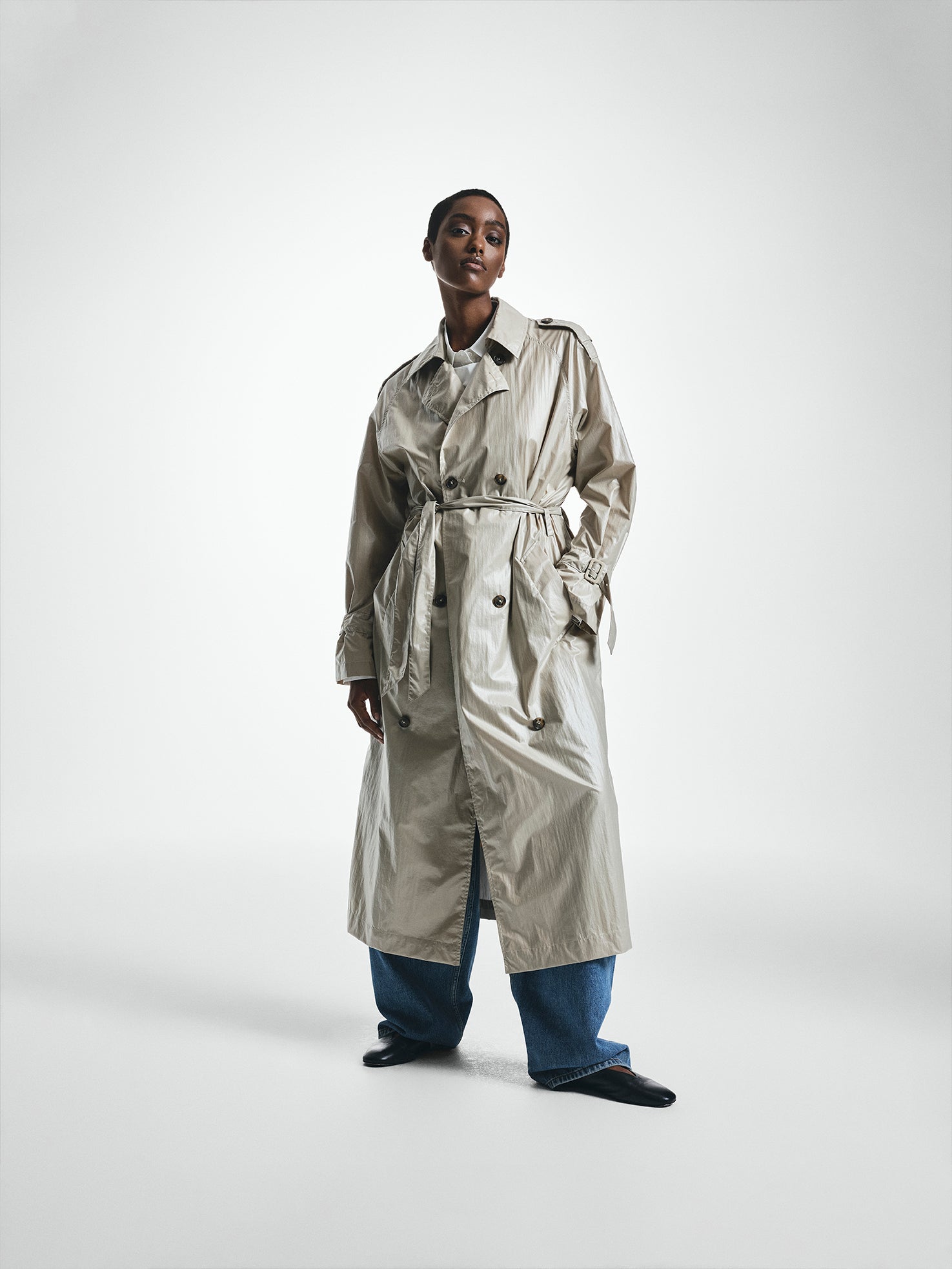 Glossy Relaxed Trench Coat