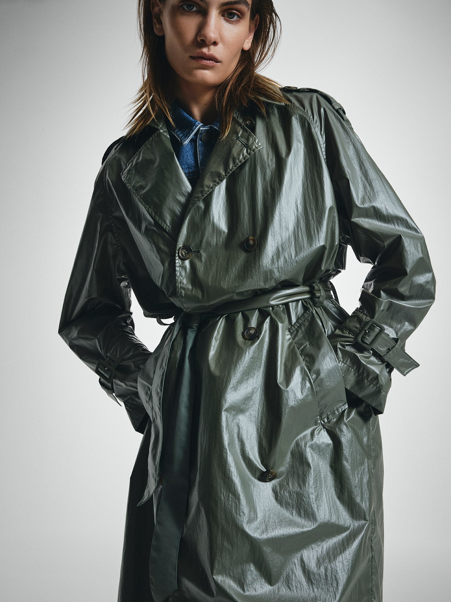 Glossy Relaxed Trench Coat