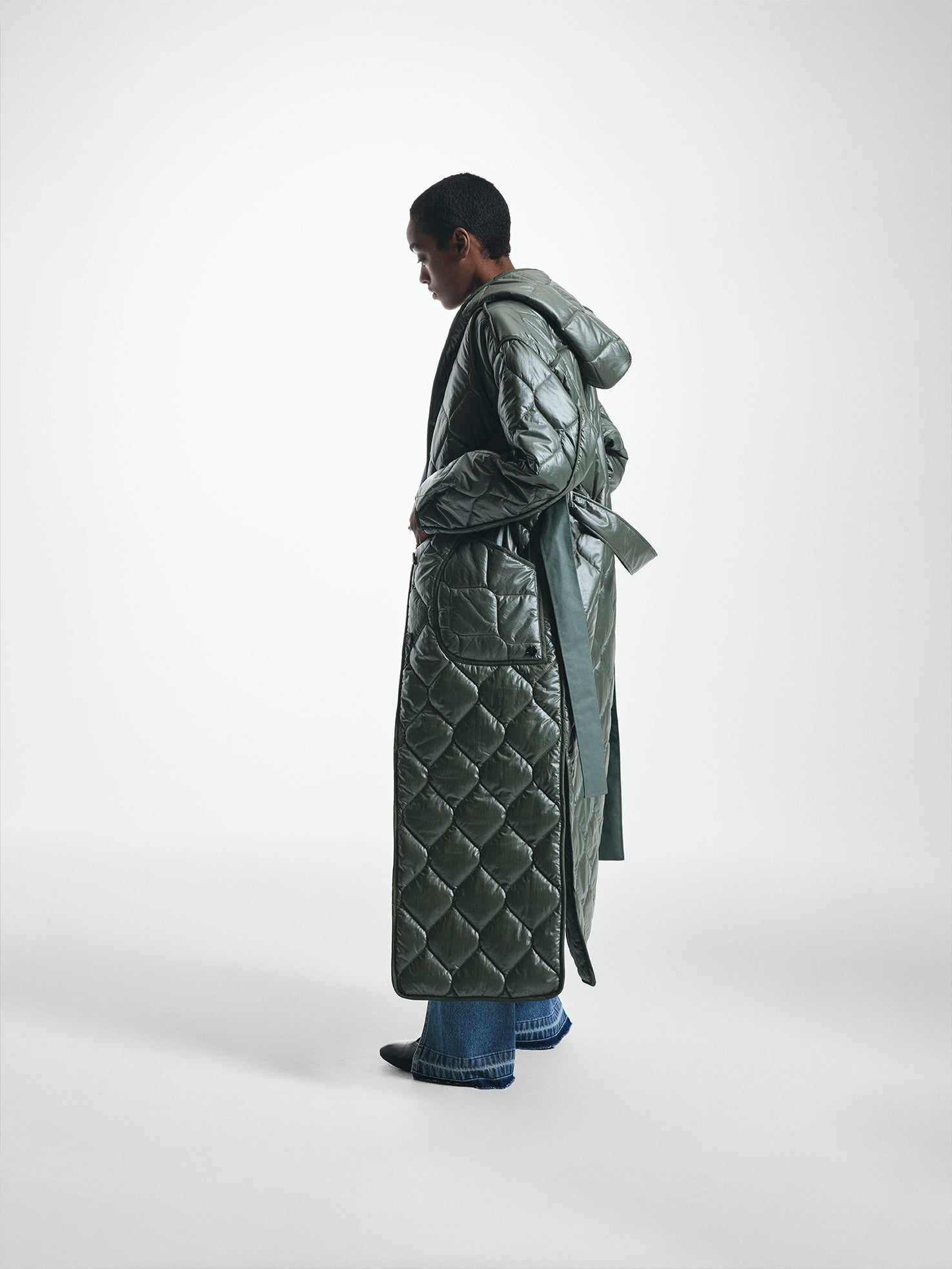 Quilted Belted Longline Coat