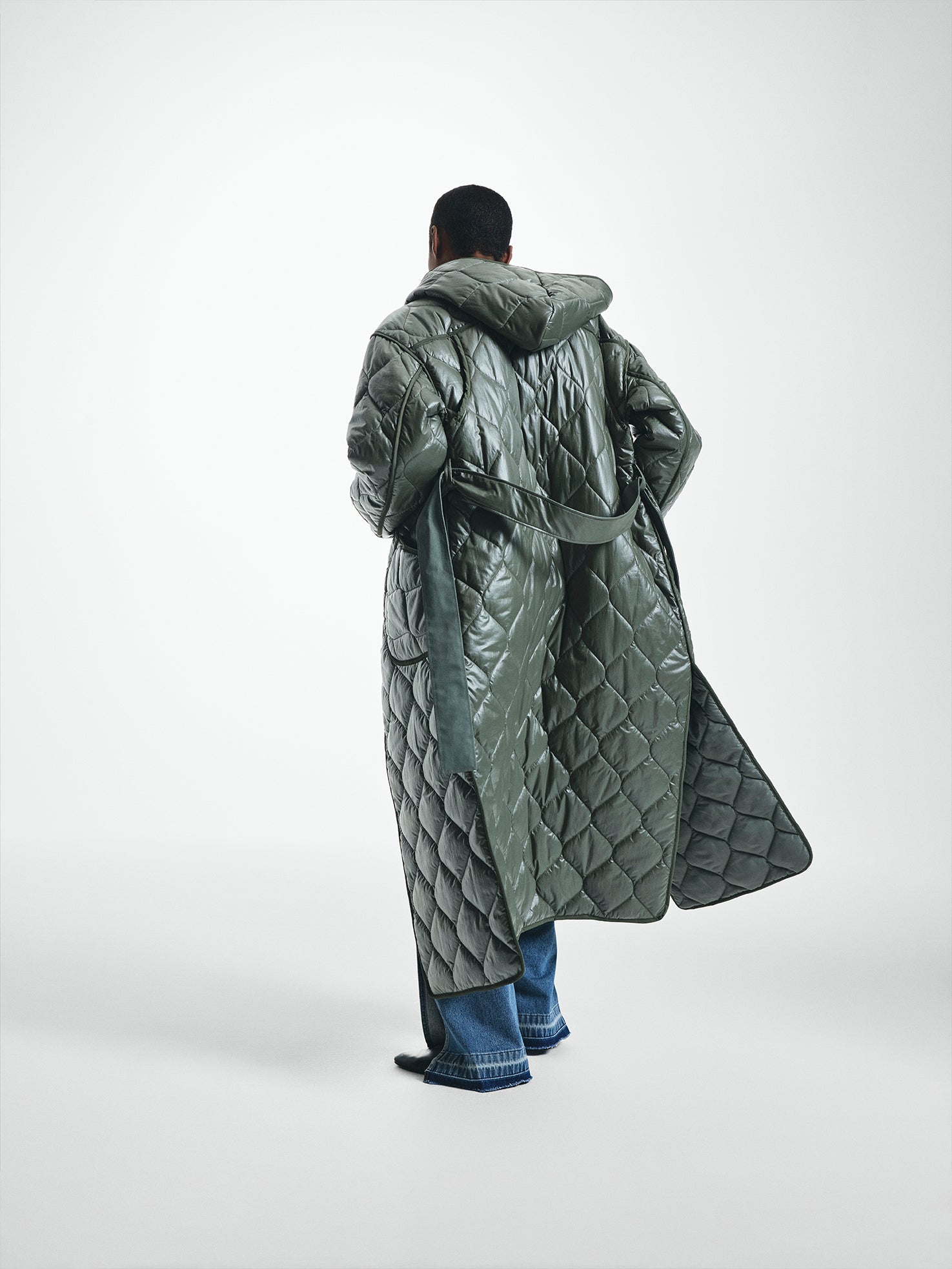 Quilted Belted Longline Coat