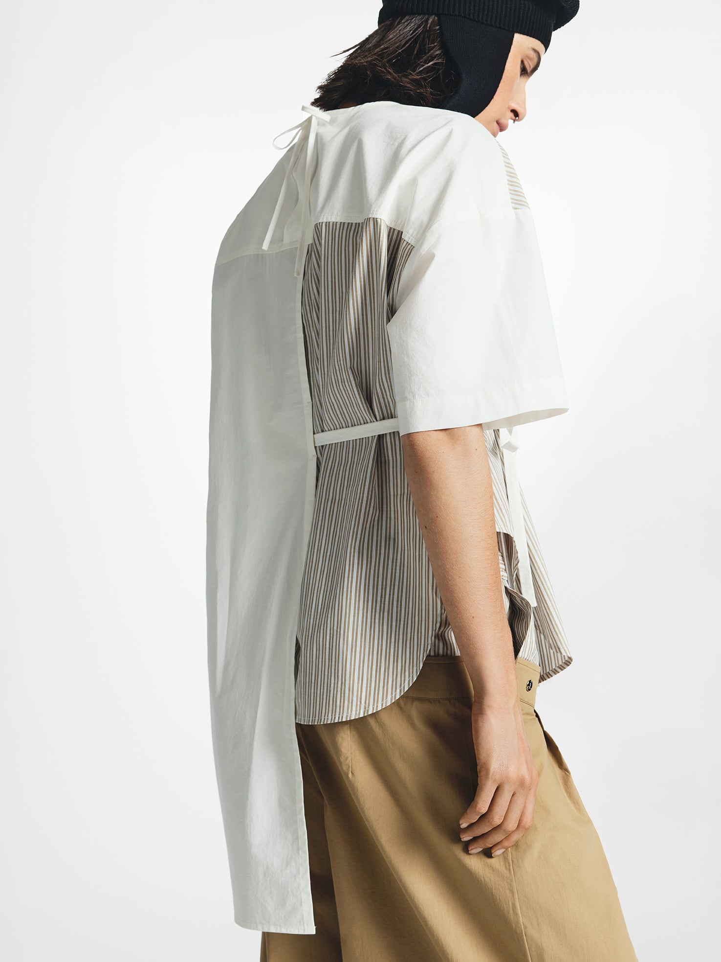 Tie-Side Asymmetric Short-Sleeve Shirt