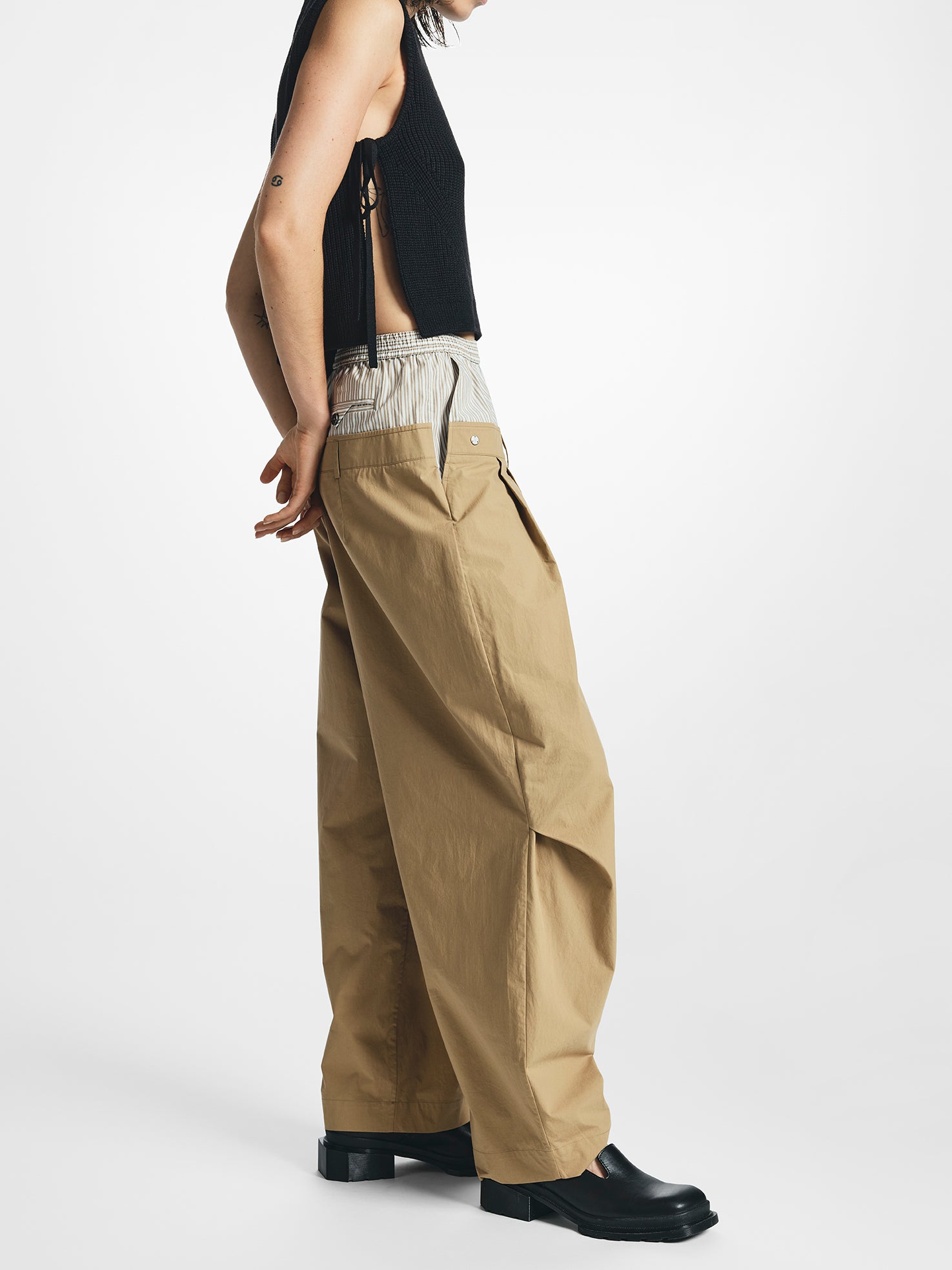 Layered Wide Barrow Leg Trousers