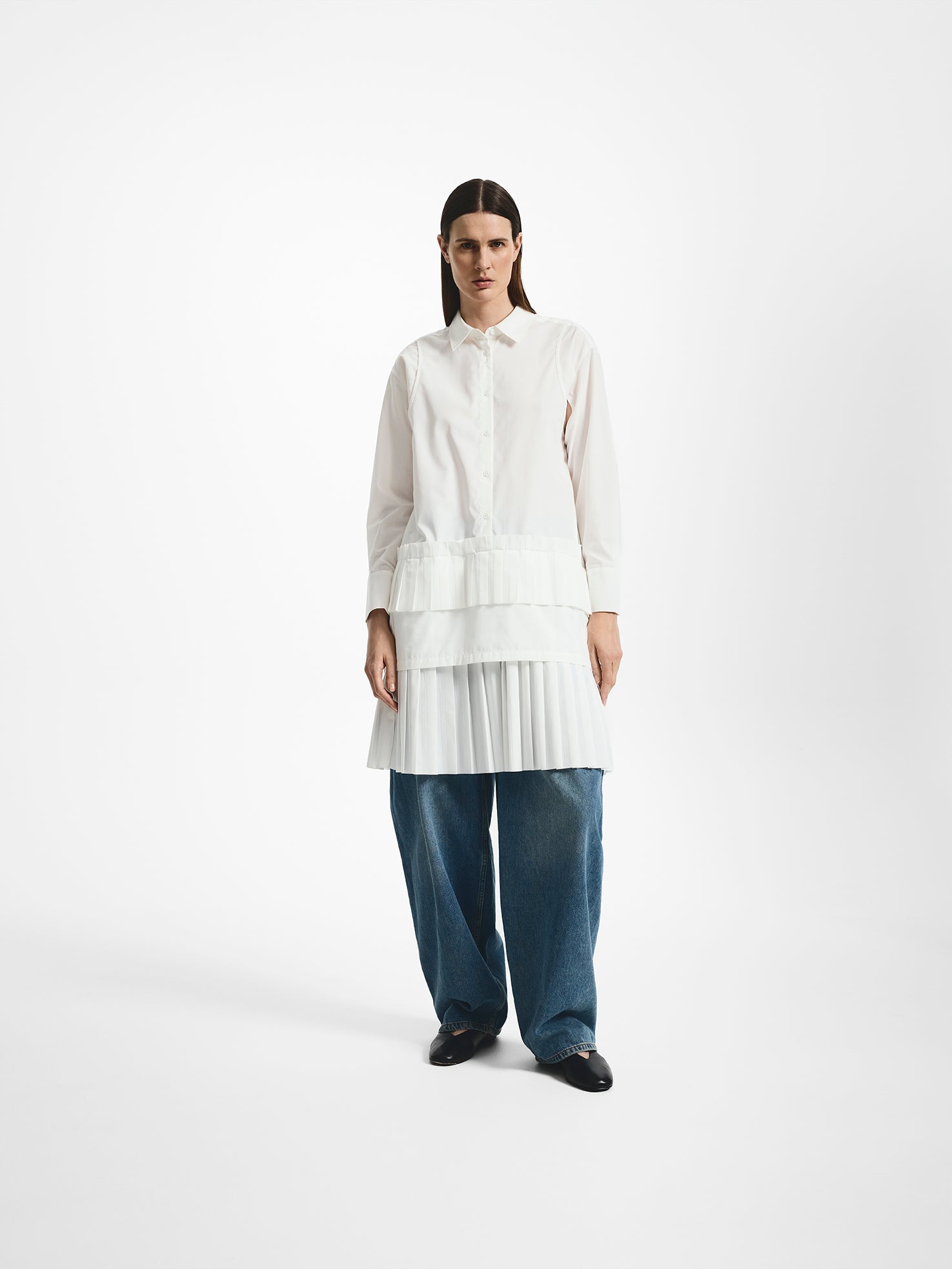 Pleated Shirt Midi Dress