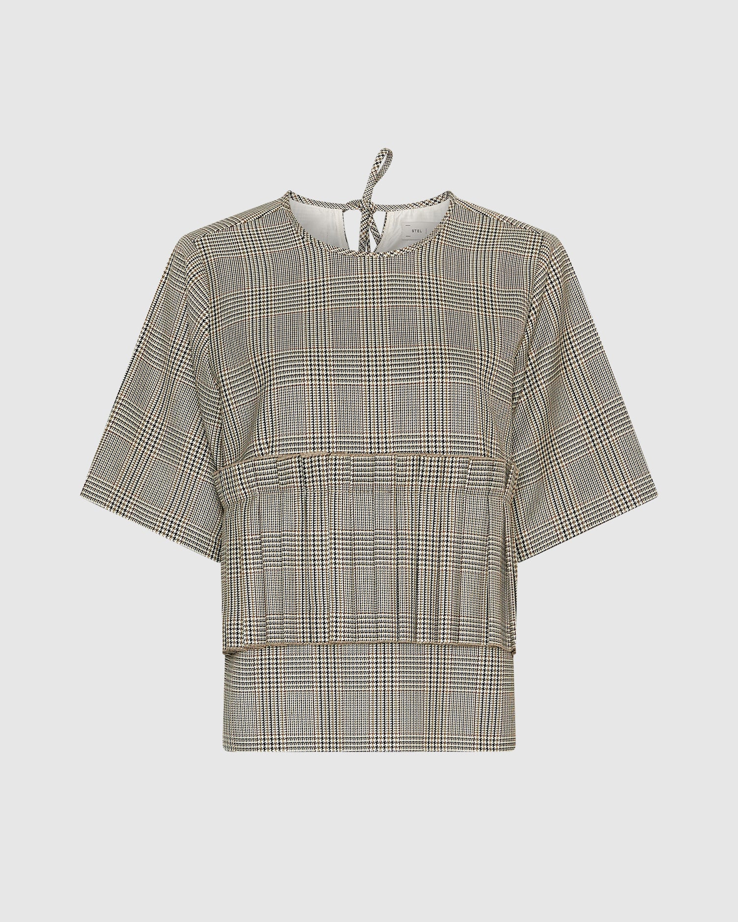 Boxy Check Pleated Top
