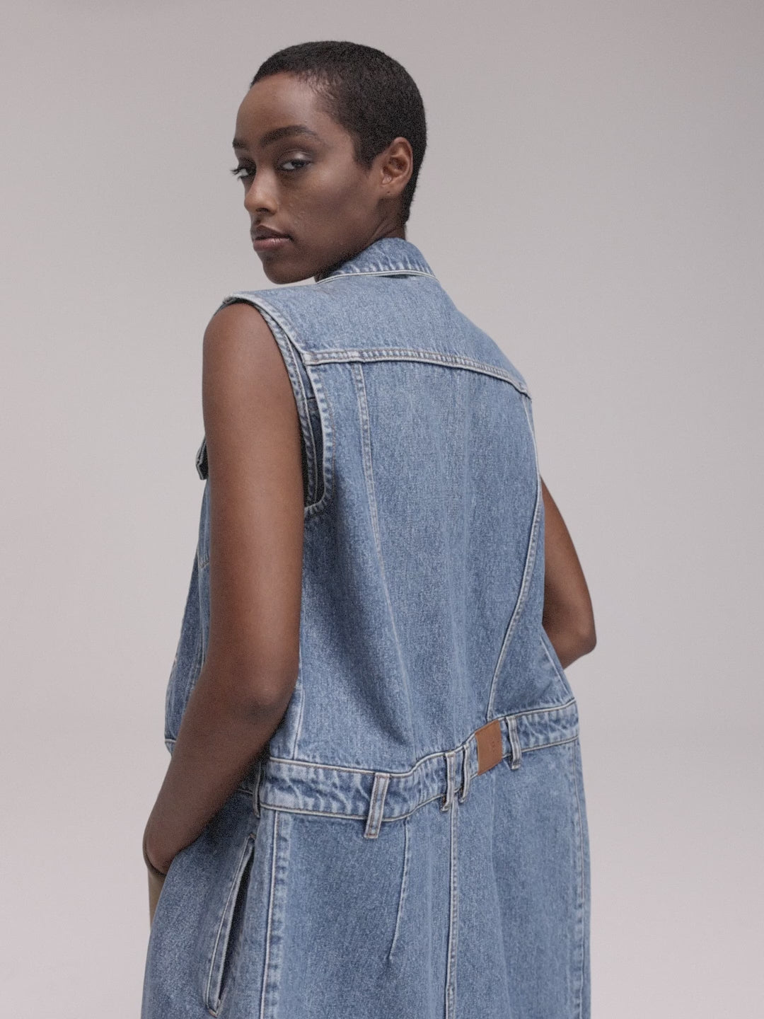 Sleeveless Denim Jacket Dress